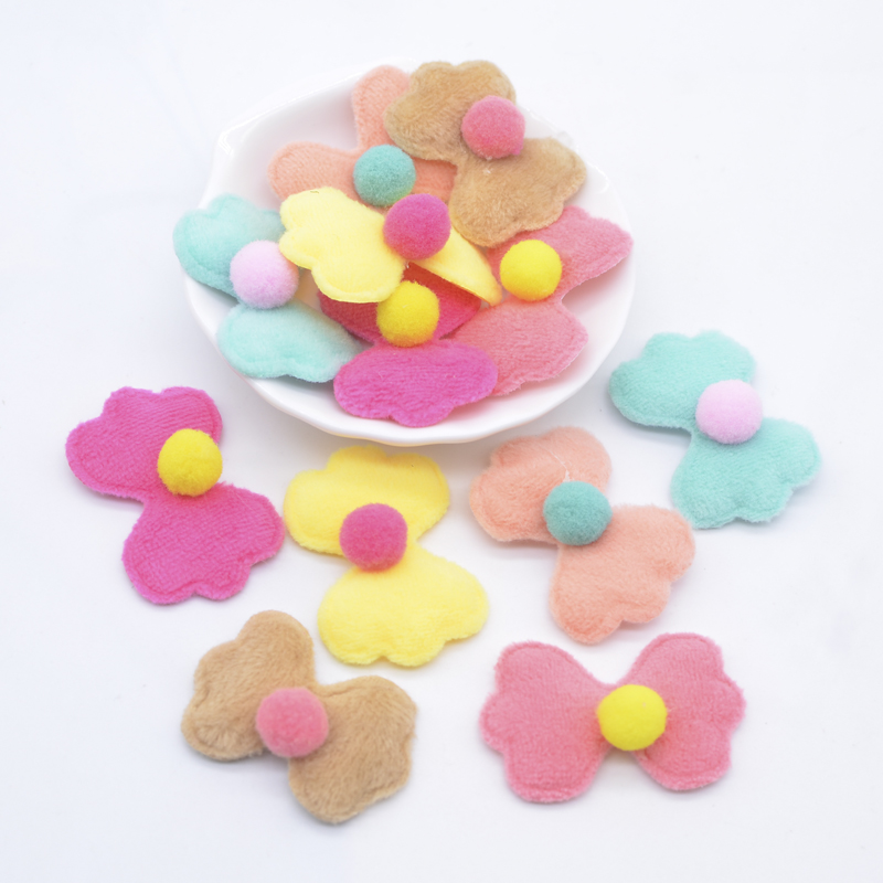 20 Stück 4 x 2,8 cm gepolsterte Stofffliege mit Kugelapplikation für DIY-Kleidung, Hut, Leggings, Nähflicken, Kopfbedeckung, Haarspangen-Zubehör – Detail 1