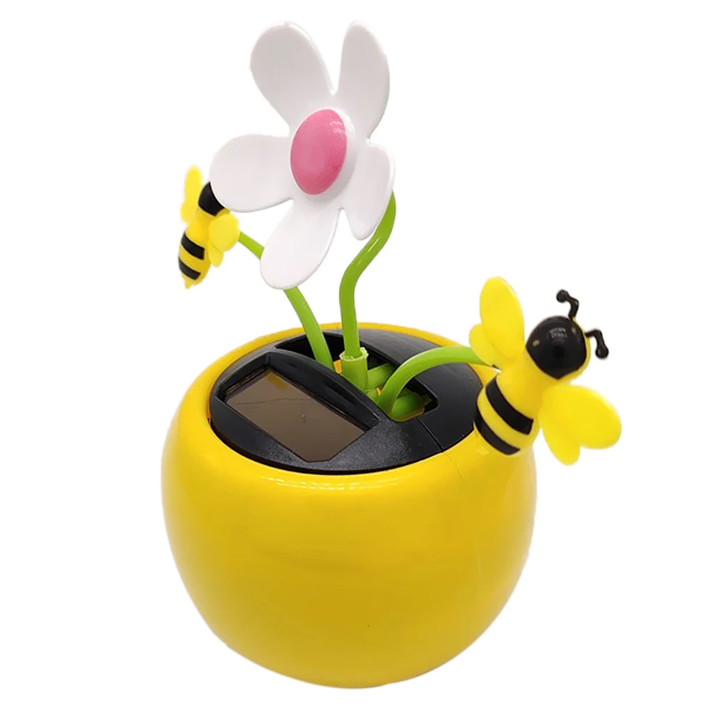Swing Plant Doll Solar Powered Flower Pot Honey Bee Model Children
