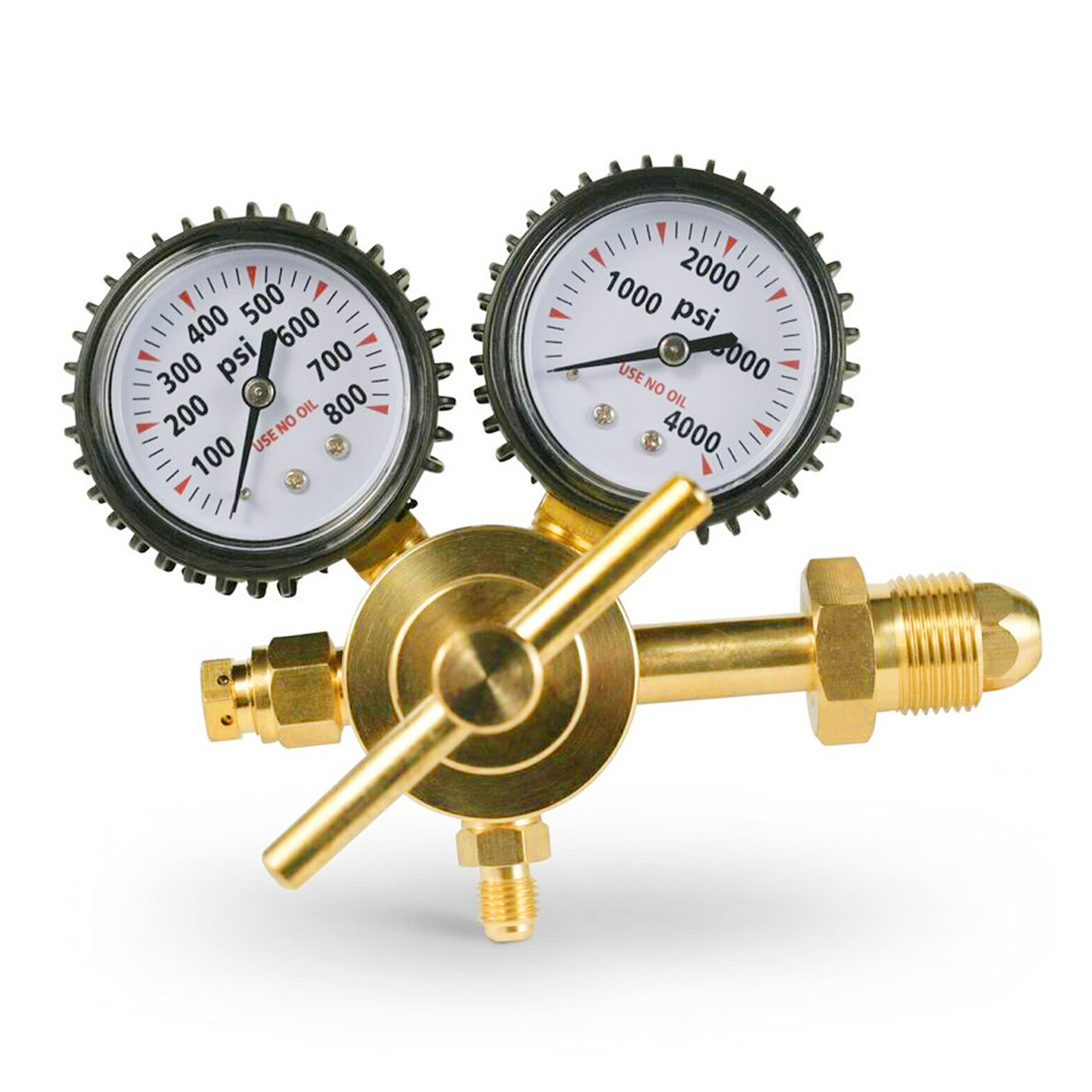 Nitrogen Regulator Gauge Pressure Equipment Brass CGA580 Inlet Connection Gauges 0-800PSI CGA580 Inlet 1/4 inch Flare Output