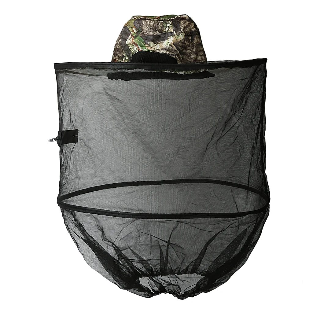 Foldable Insect Mosquito Bug Resistance Net Mesh Fish Cap Sun Hat Head Face Protector Camouflage