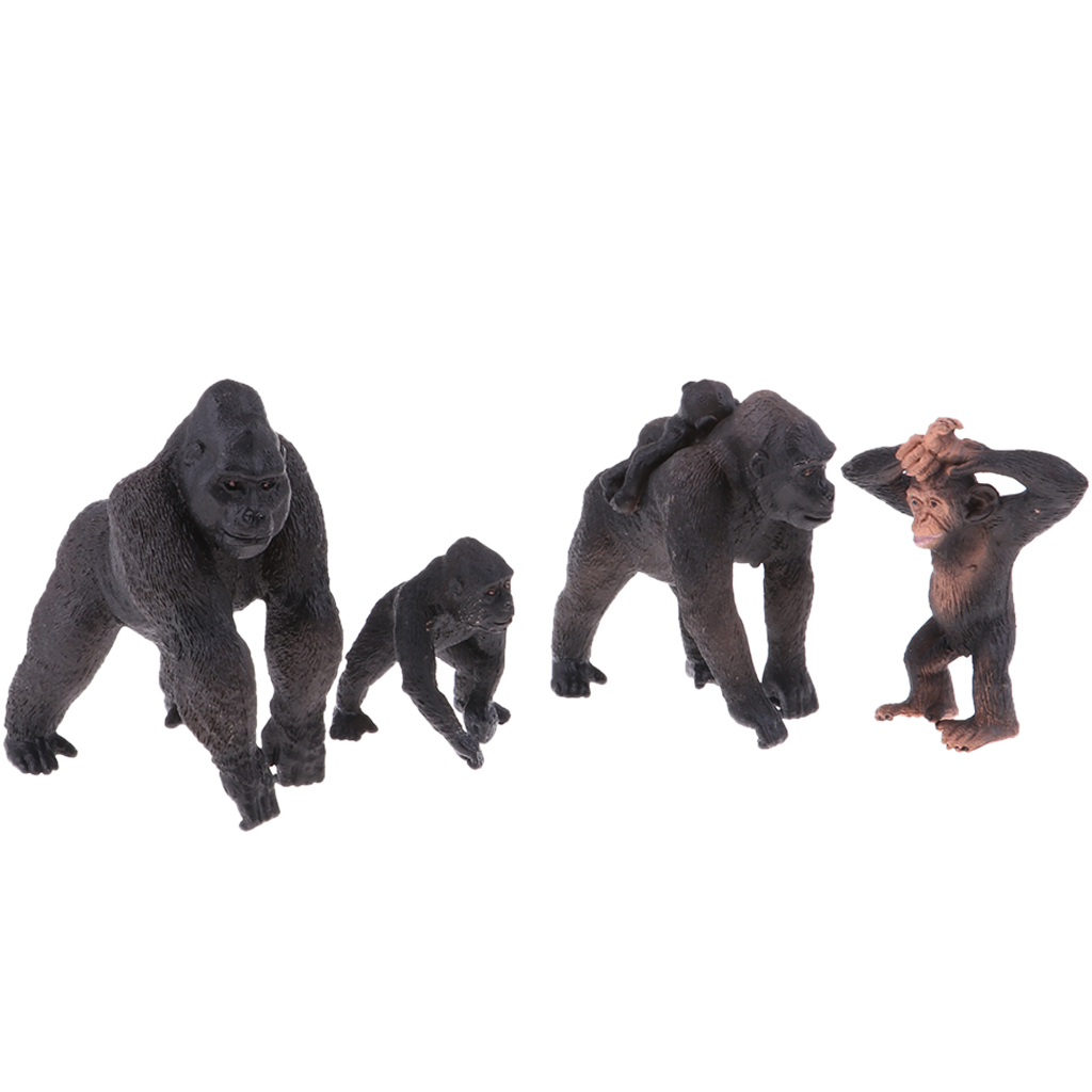 Wildlife Gorilla and Babies – Realistic Hand Painted Toy Figurine Model –