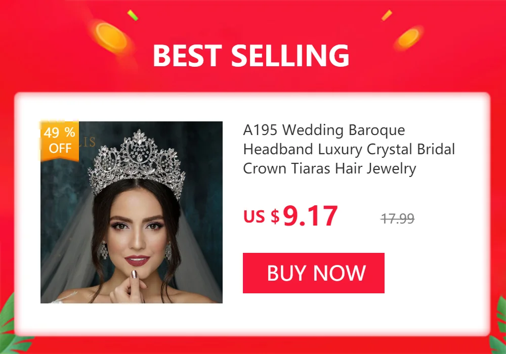A121 Rhinestone Wedding Crown Crystal Bridal Hair Accessories Zirconia Women Tiara Baroque Headband Bride Queen Diadem Headwear