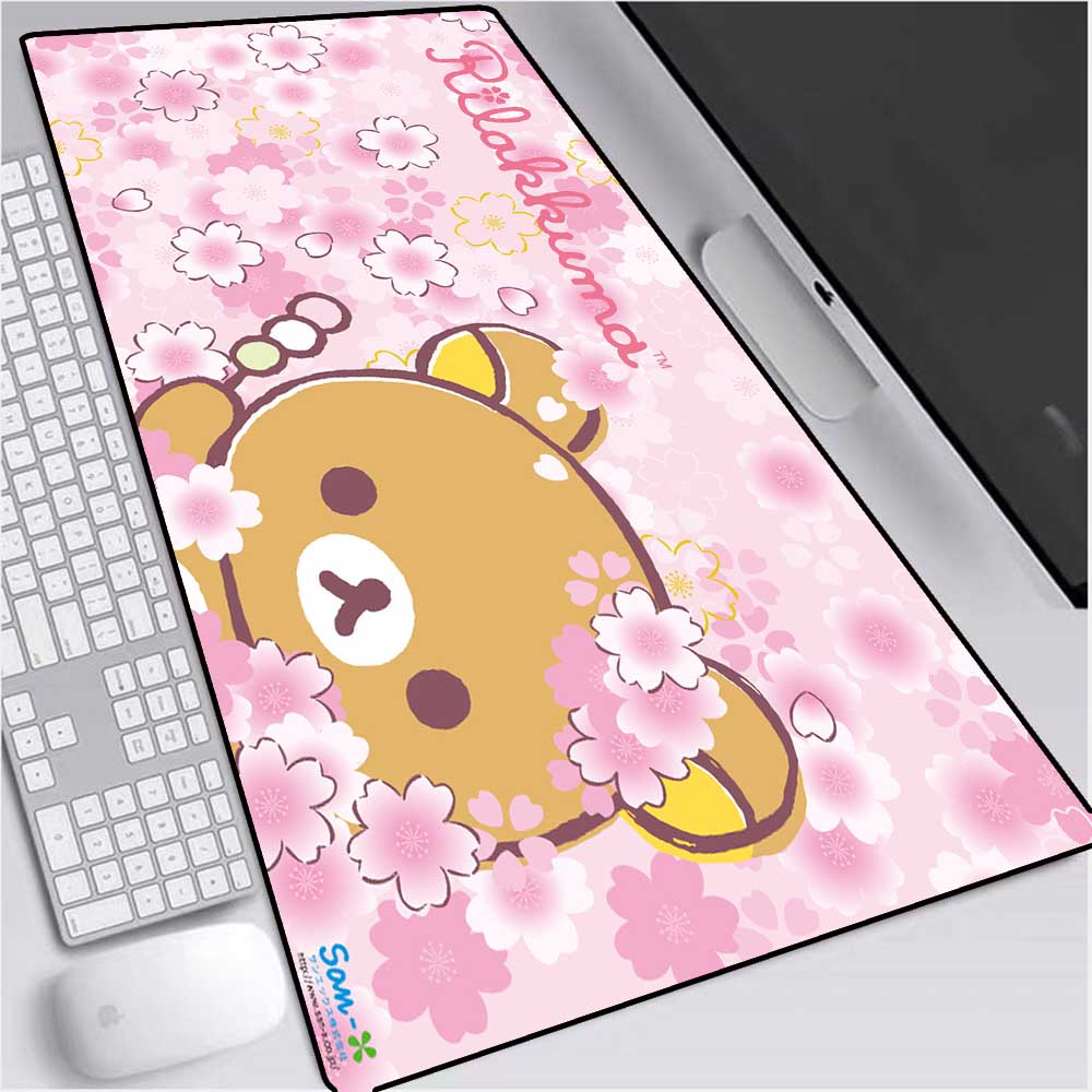 Коврик для мыши Kawaii bear в стиле аниме, большой игровой коврик RGB,  аксессуары для офиса и игр, бытовой ковер со светодиодной подсветкой,  водонепроницаемый нескользящий | AliExpress