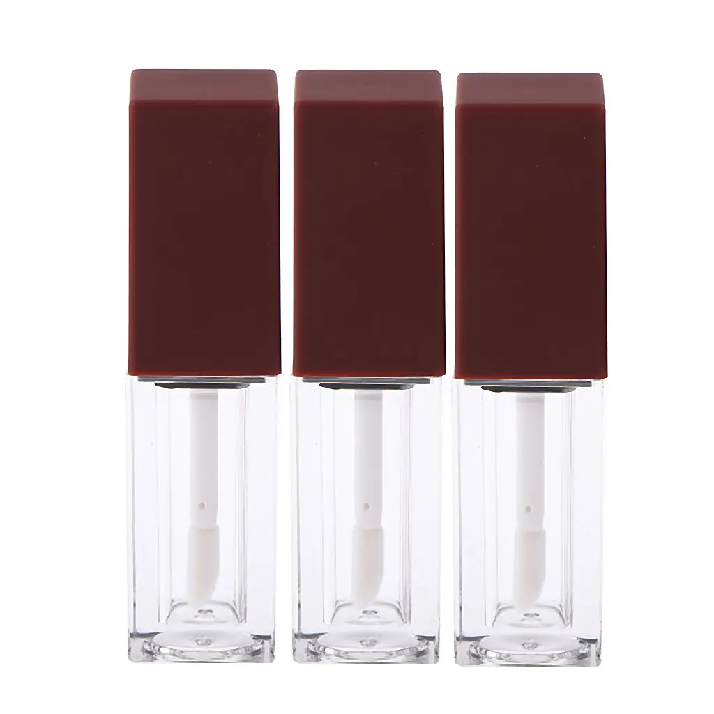 3Pcs/Pack Square Mini Clear 5ml Empty Lip Gloss Tube Lip Balm Oil Bottle Cosmetic Lipstick Containers