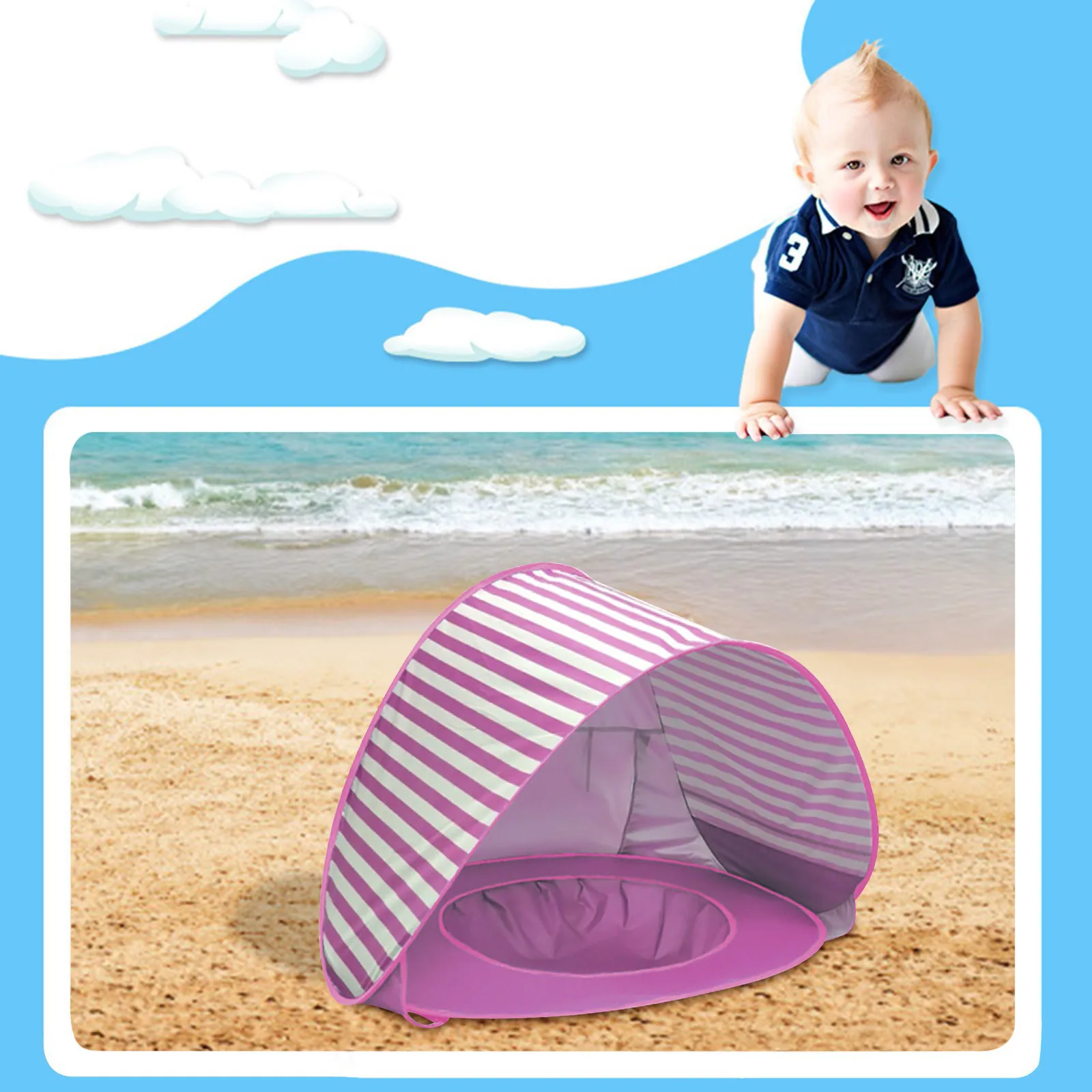 leichtes Pop-Up-Zelt für 1-2 Kinder 0-3 Jahre HUSAN tragbares Baby-Strandzelt UPF 50+ Sun Shade Shelter Kiddiezelt-Pool 