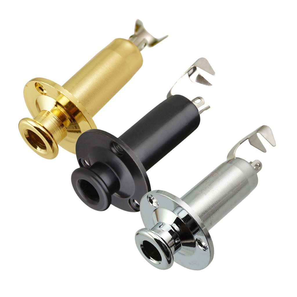 Brass 1/4' Strap End Pin Output Input Jack with Mounting screws Stringed Instruments For Electric Guitar Bass