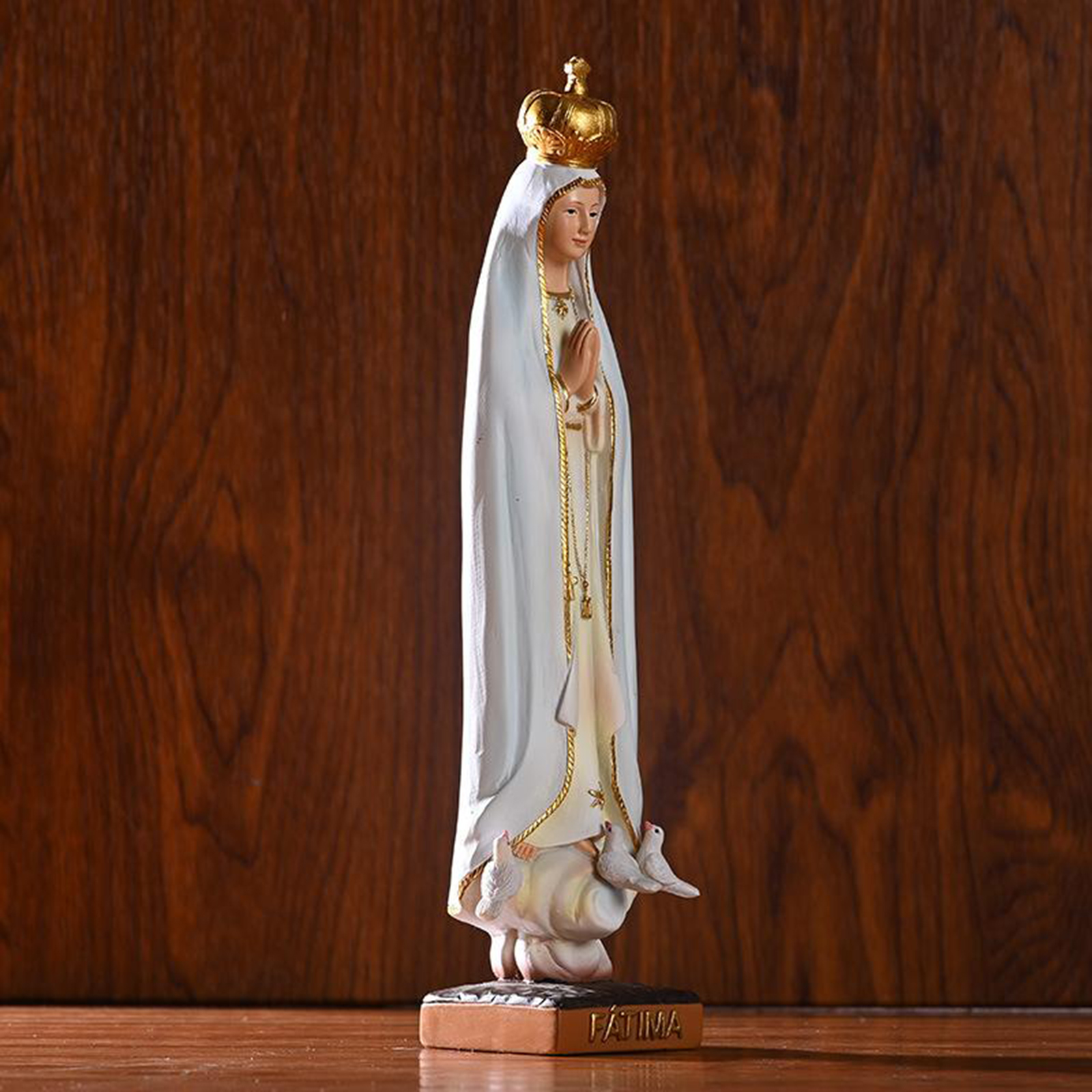 Virgin Mary Figurine Statue, Catholic Religious Decoration,Home Decorative Ornaments, Painted Resin Art Crafts Church Ornaments