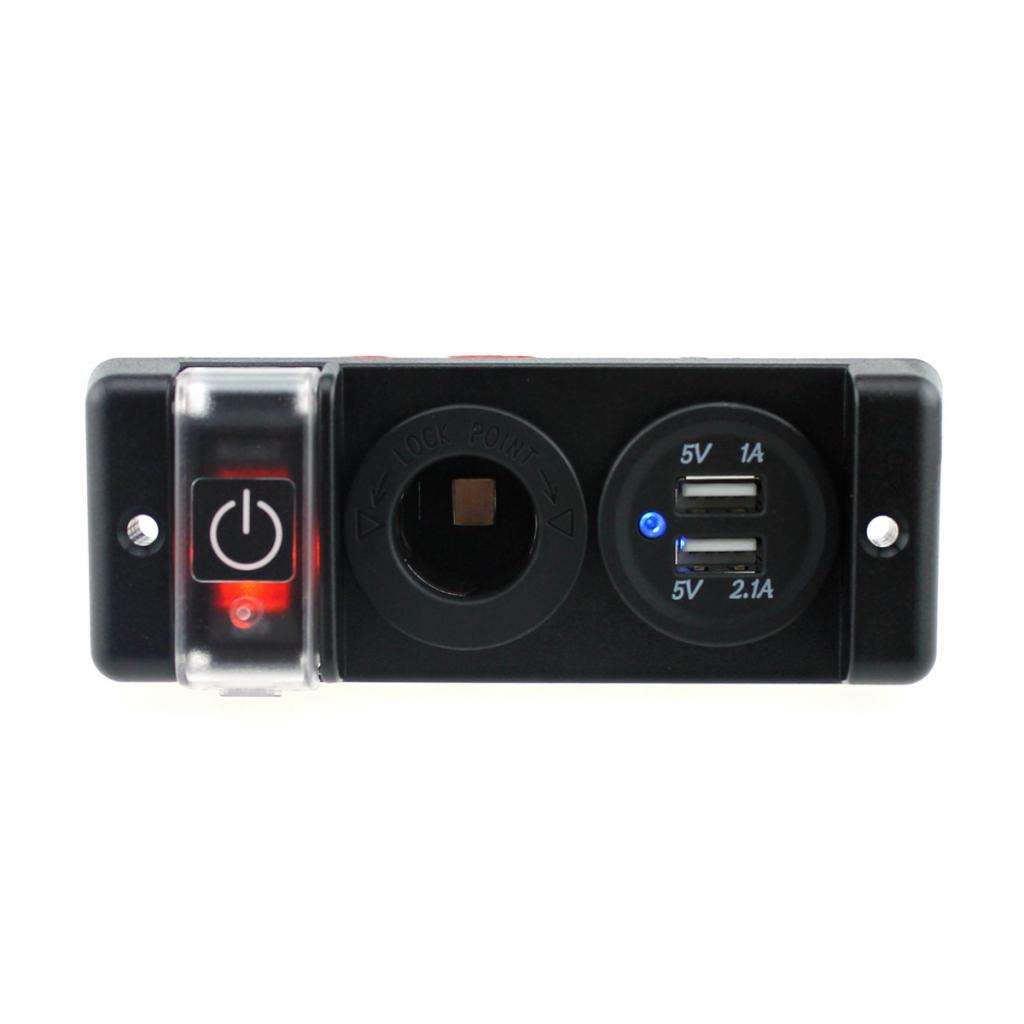 12V Car Modification USB Car Charging Cigarette Lighter Set S-1684 Black