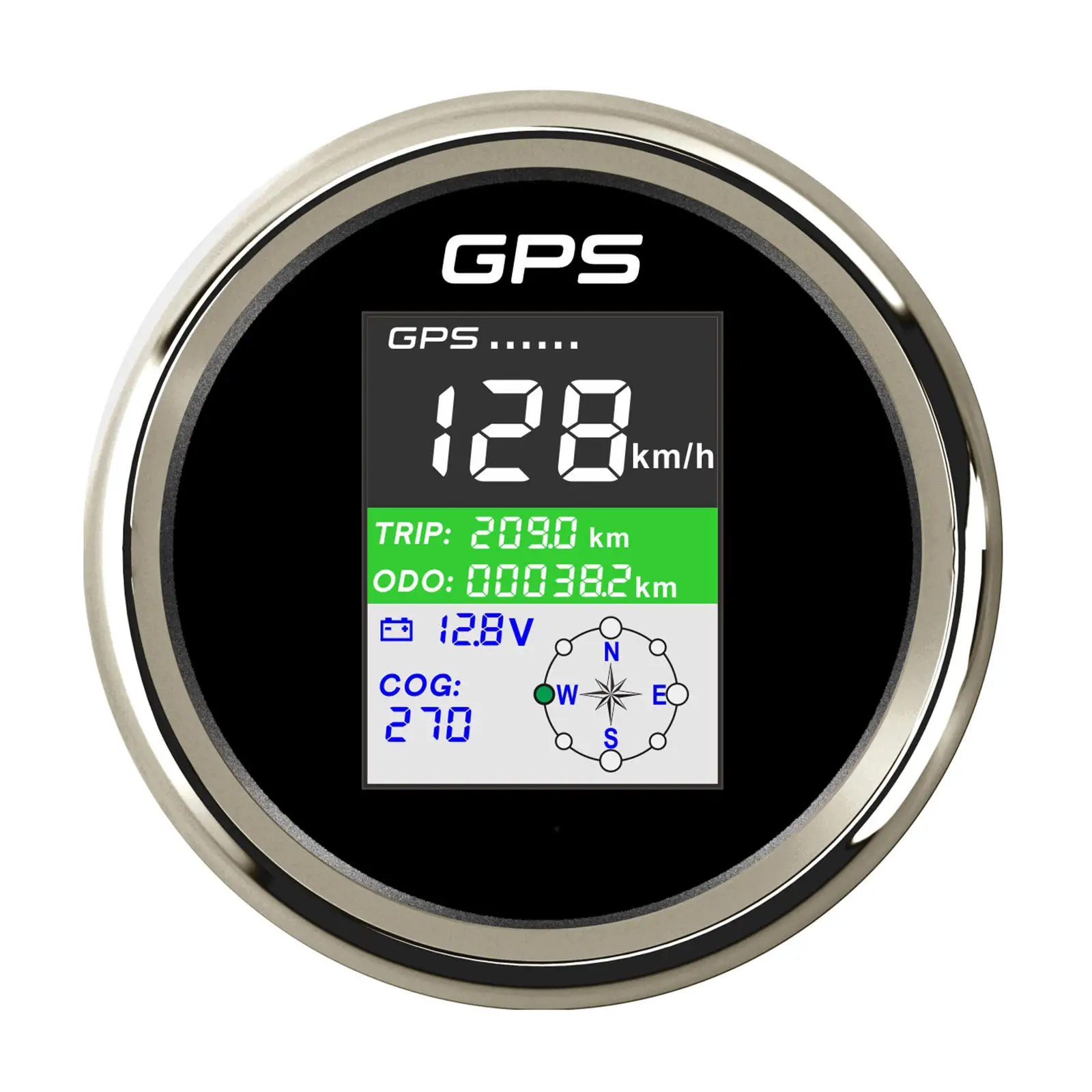 Stainless Steel GPS Speedometer Gauge LCD Display PLG3-BS-GPS 85mm for Boat