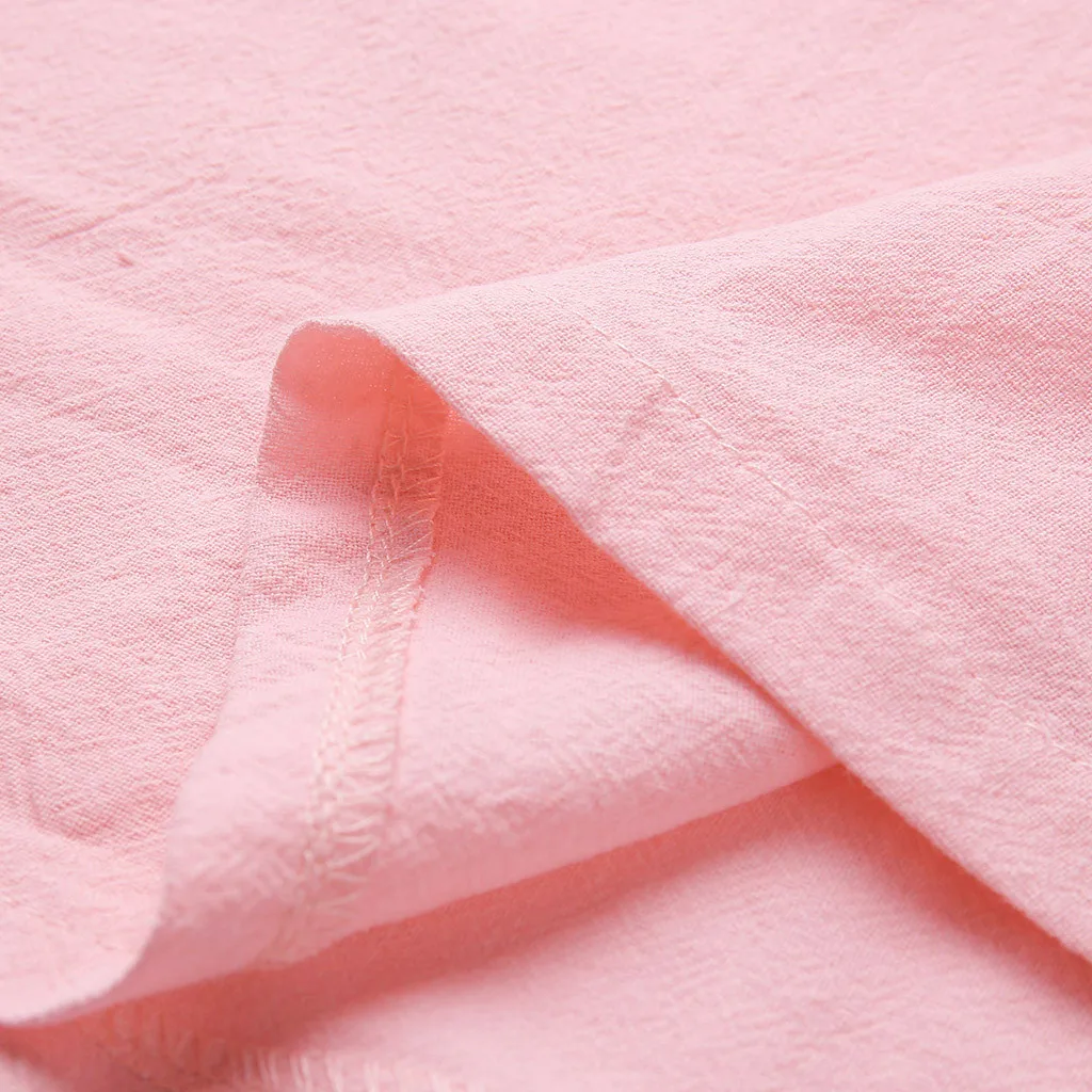 Túnica de linho rosa monocromática feminina, tops