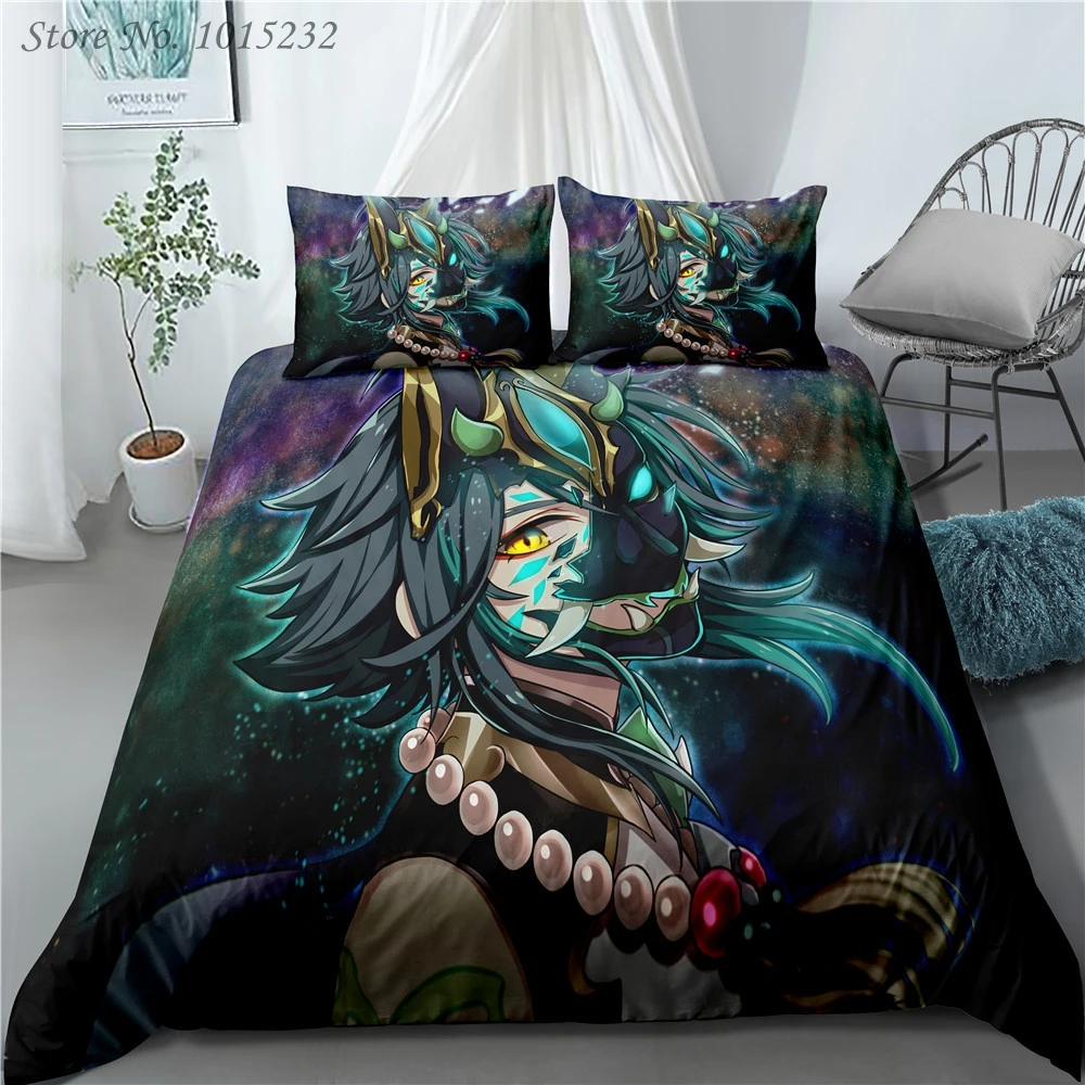 Genshin Impact 3D Printed Bedding Set Duvet Covers Pillowcases Comforter Bedding Set Bedclothes Bed Linen 01