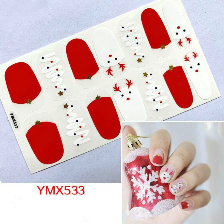 Red Christmas Gel Nails Sticker
