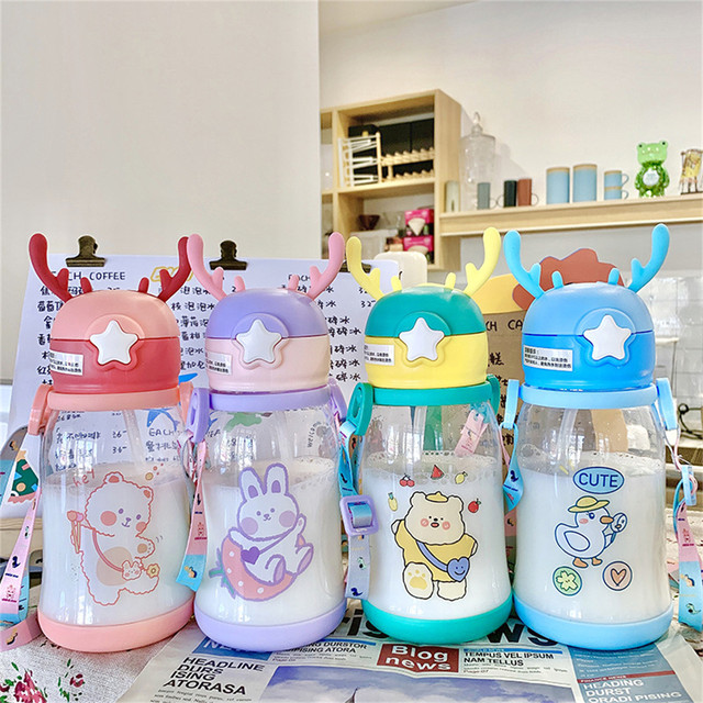 600ml Deer Horn Water Bottles For Girls Kids PP Plastic Travel Drinking  Bottle School Durable BPA Free Tea Mug Outdoor Camping