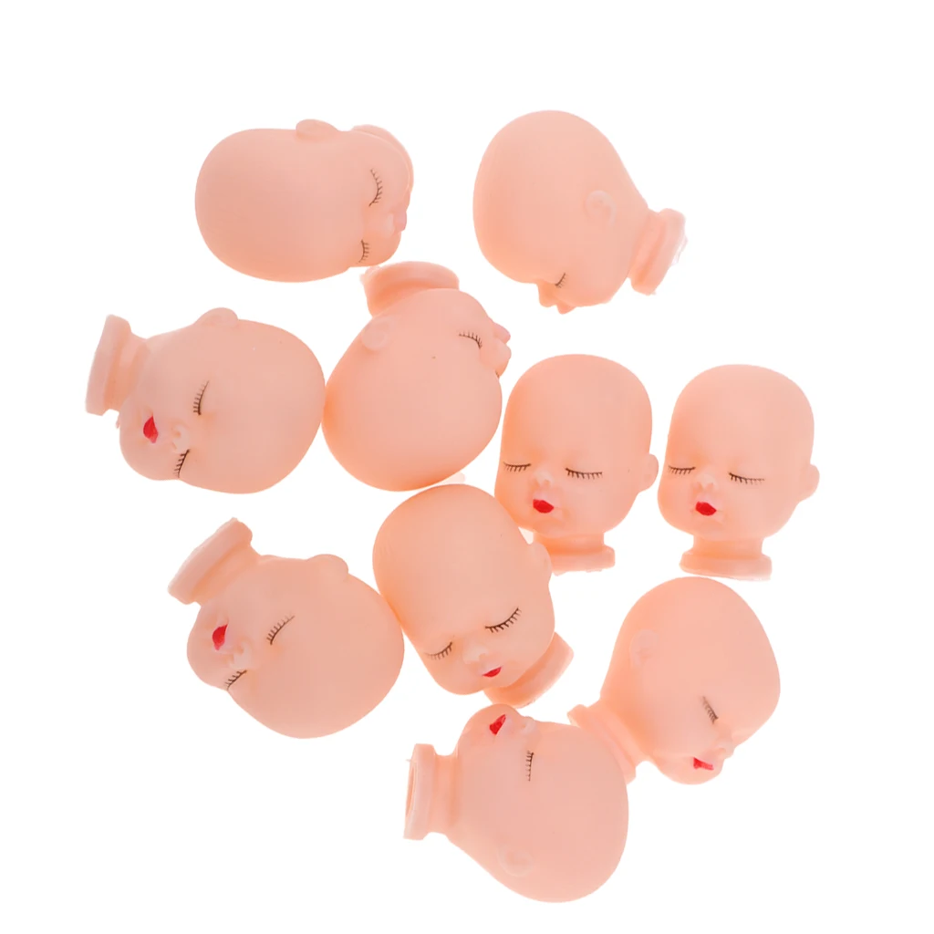 10 Pieces Red Lips Sleeping Baby Heads Shape for Miniature Doll