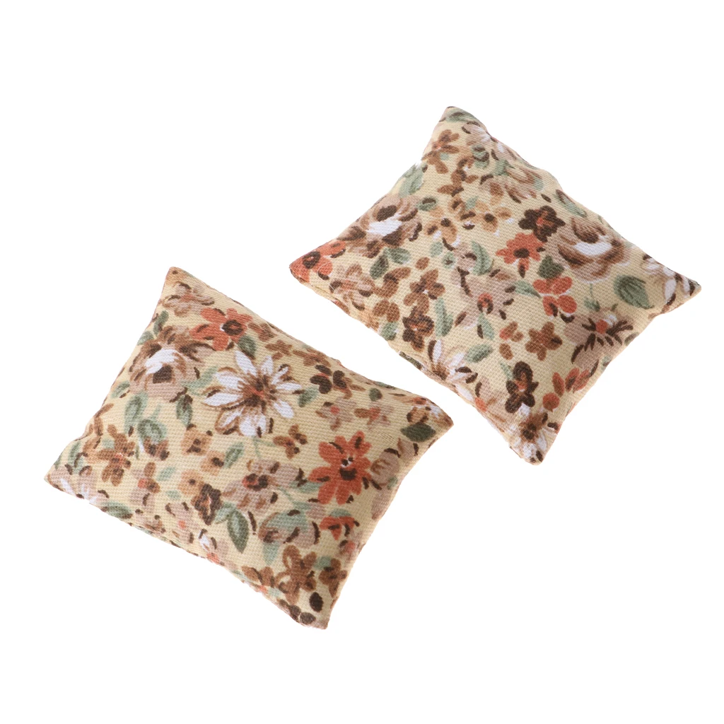 1/12 Dollhouse Miniature Flower Pillows Pillows Sofa Bedroom Accessories