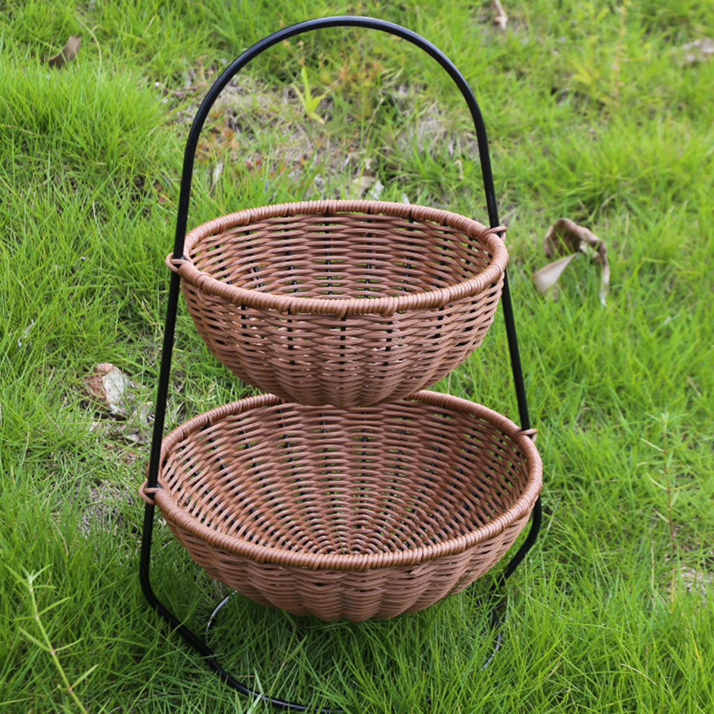 2-Layer Fruit Vegetables Basket Fruit Bowl Bread Baskets Snacks Holder Kitchen Storage Baskets Stand Screws Free Design