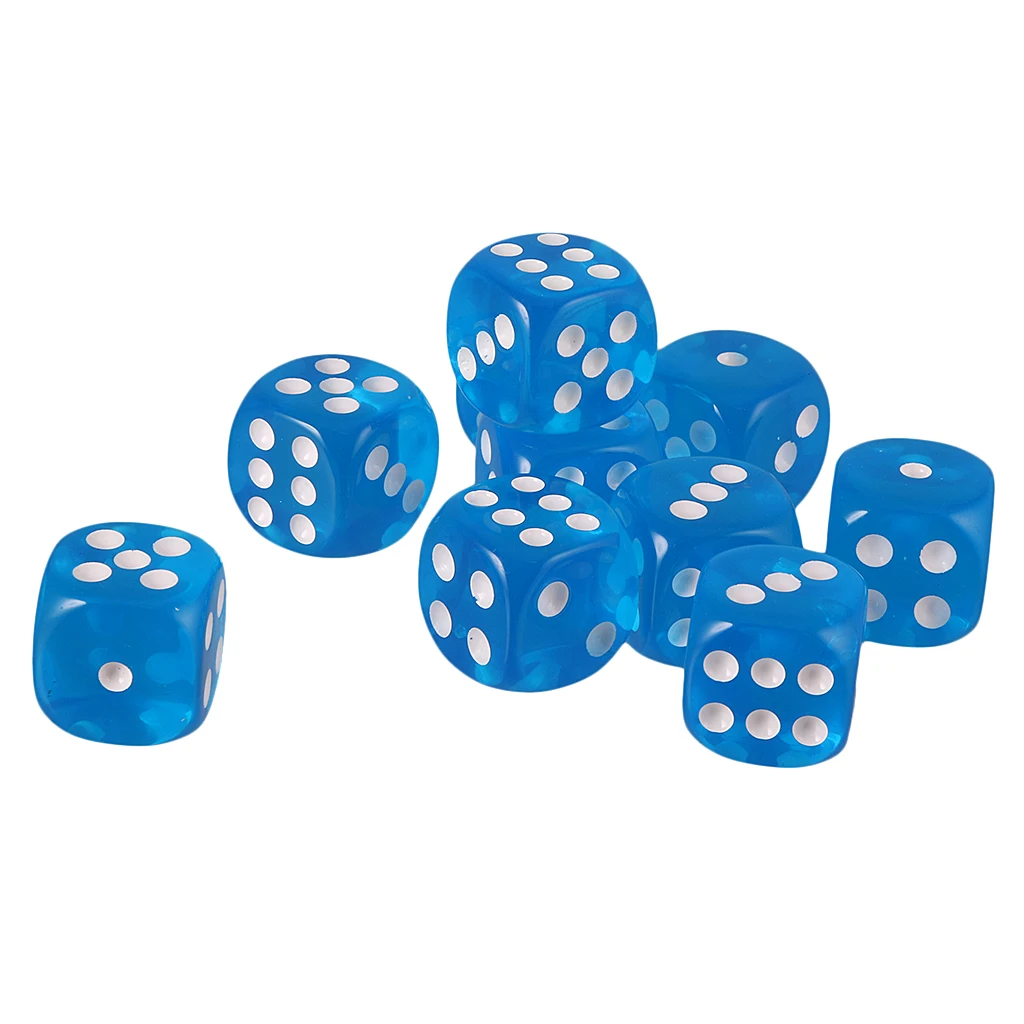 Pack of 10pcs Acrylic Six Sided D6 Spot Dice for D&D TRPG Party Board Game Toys