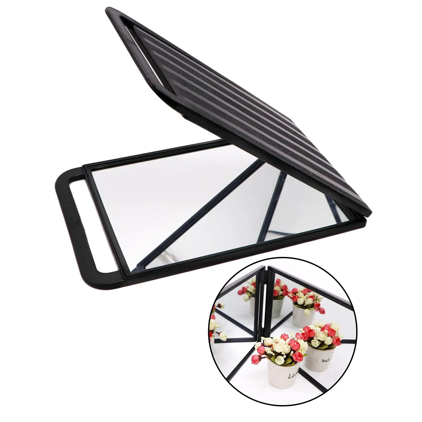 Foldable Double Sided Hand Held Mirror for Barber Lady Makeup Beauty Cosmetic