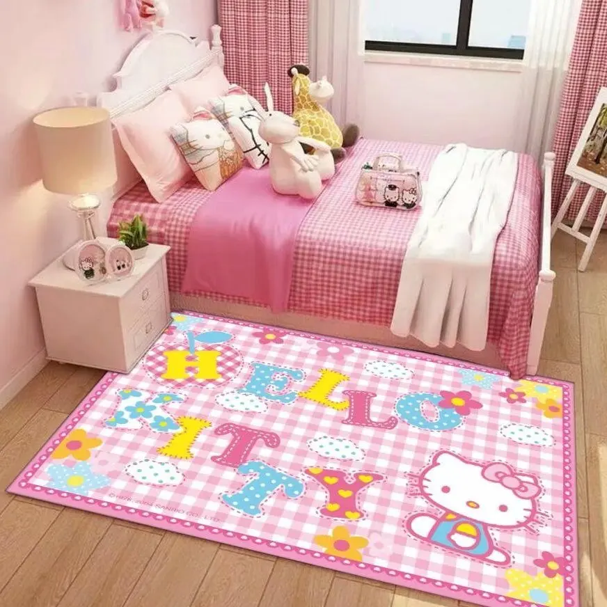 Hello kitty Cute Cartoon Pink Girl Children's Room Carpet Bedroom Bedside Blanket Play Crawling Anti-fall Mat