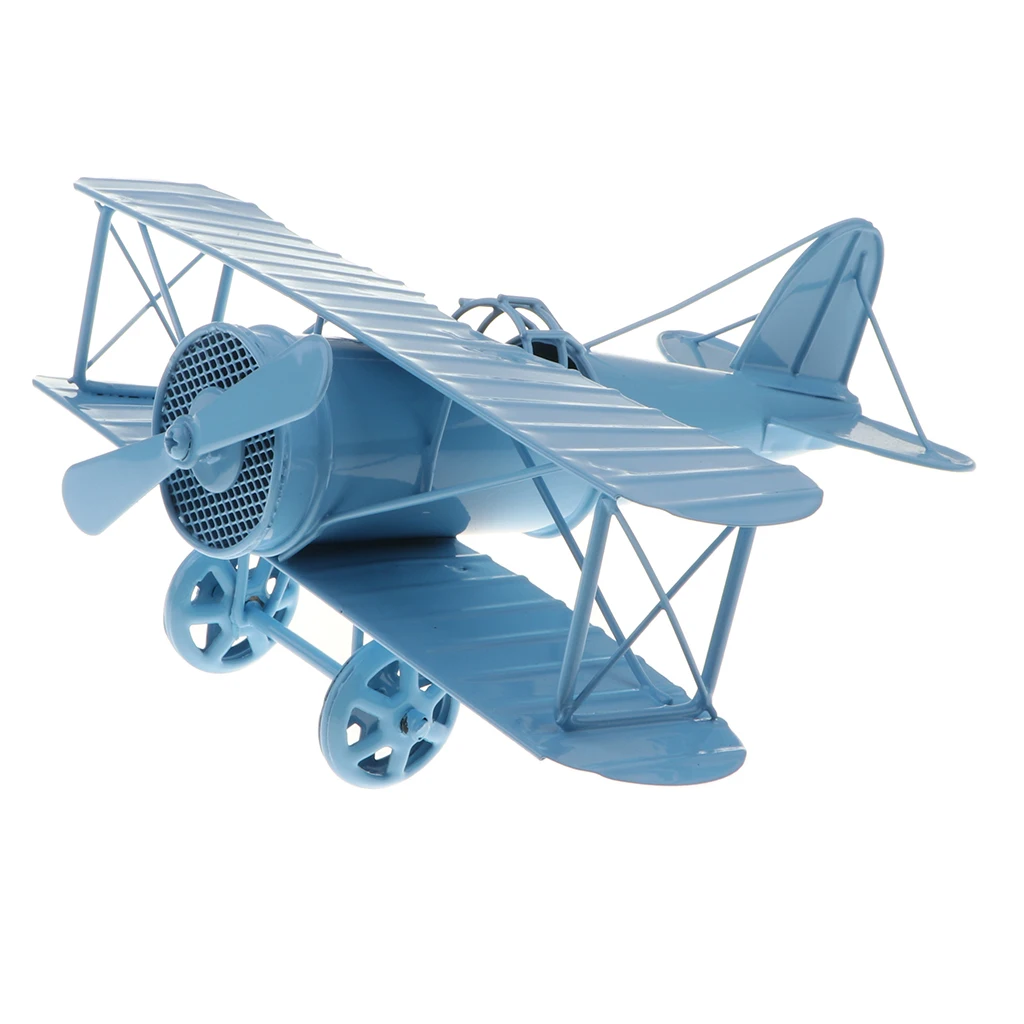 Mini Iron Decorative Airplane Vintage Biplane Model Collectible Home Decor