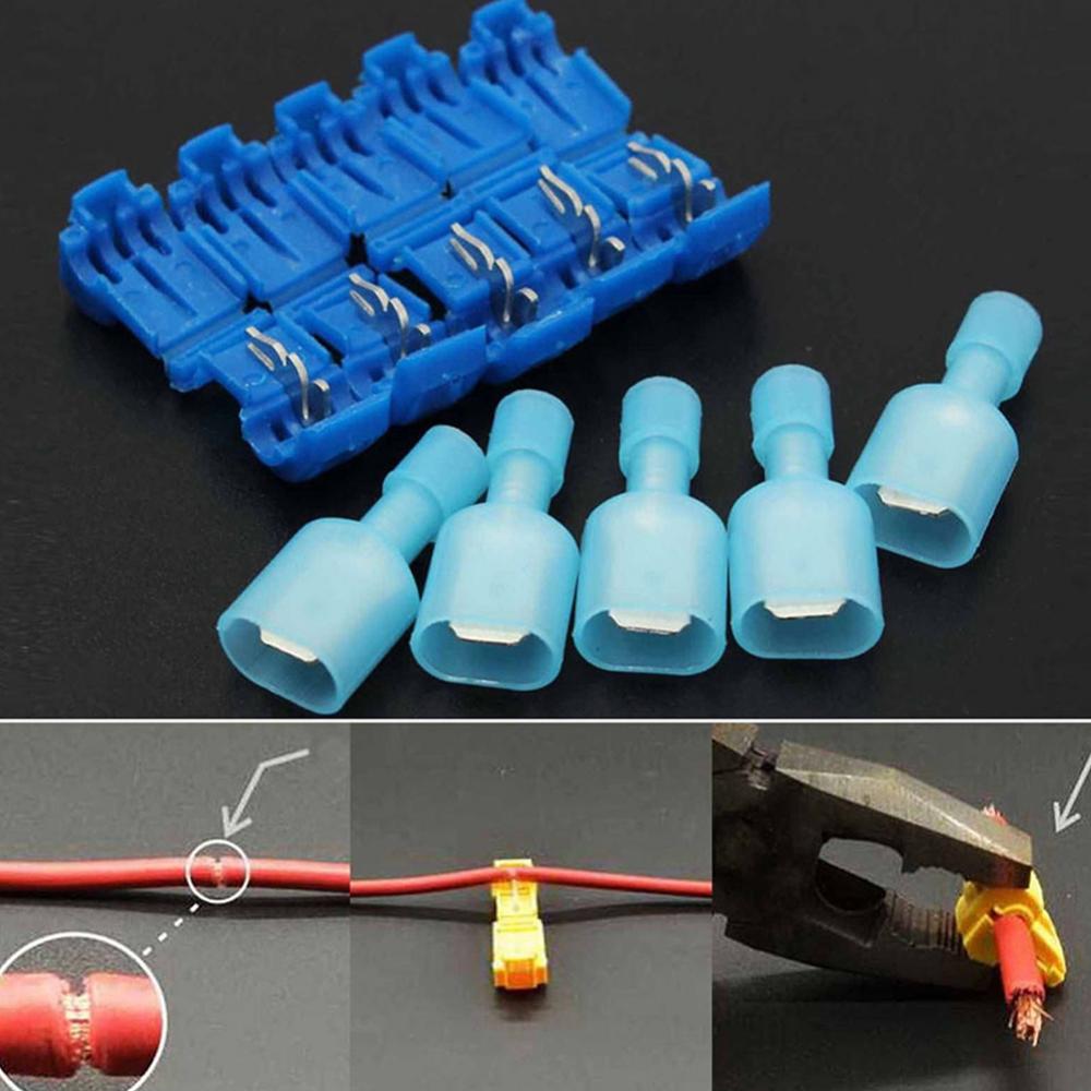 Врезка в провод. Соединительные клеммы для проводов обжимные. 40pcs t-tap wire Connectors quick electrical Cable Connectors Snap Splice Lock wire Terminals Crimp hand Tool Set. Соединители проводов 220в медь и алюминий. Соединитель проводов под обжим BVS 1.