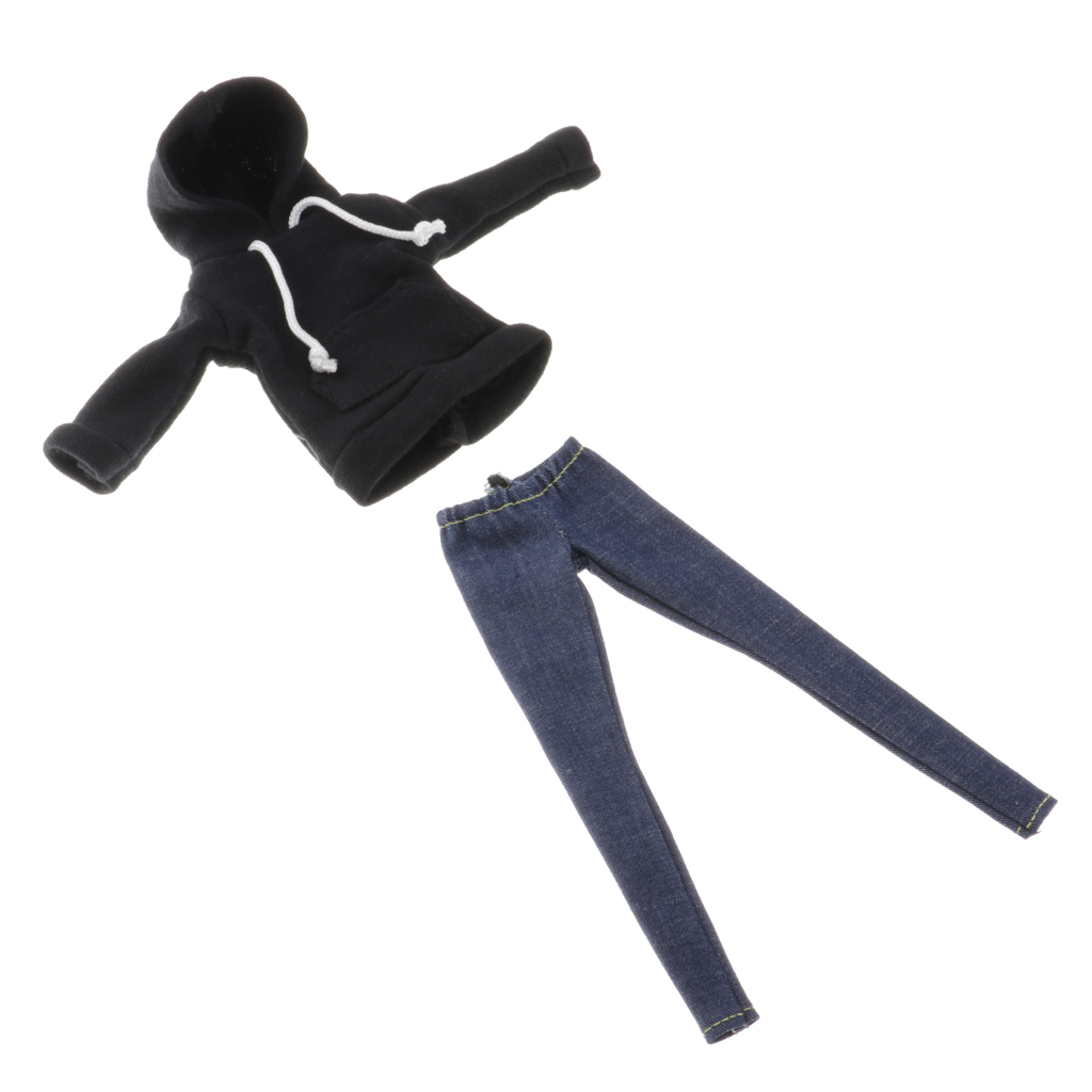 Cute BJD Clothing Hoodie & Jeans Pants for 1/6 Blythe Dollfie Outfits Accs