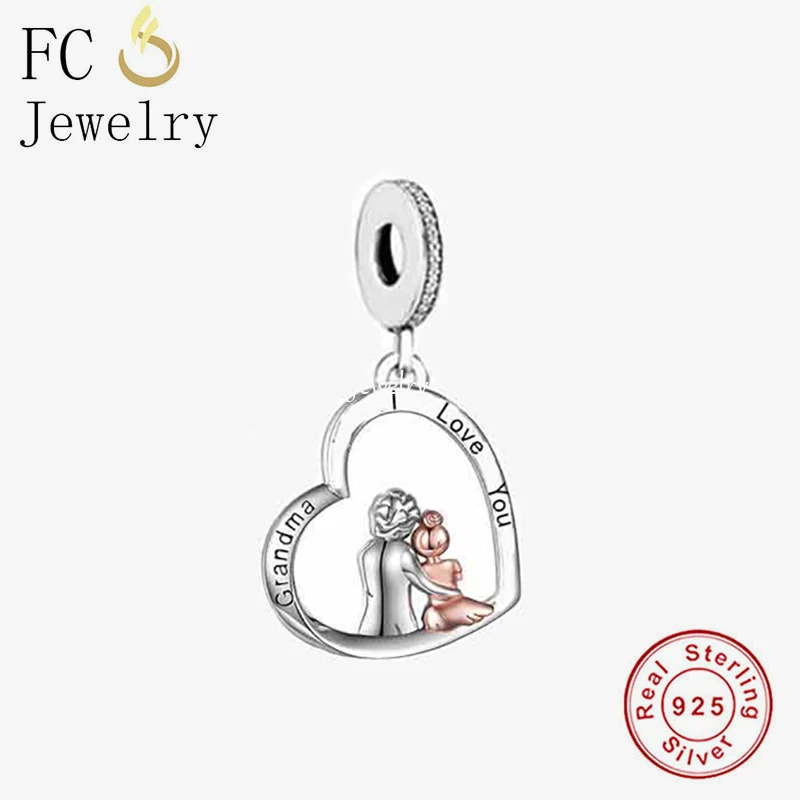 silver chain for men FC Jewelry Fit Original Charm Bracelet 925 Silver Grandma And Grand Daughter I Love You Bead For Making Women Berloque 2021 New nose ring