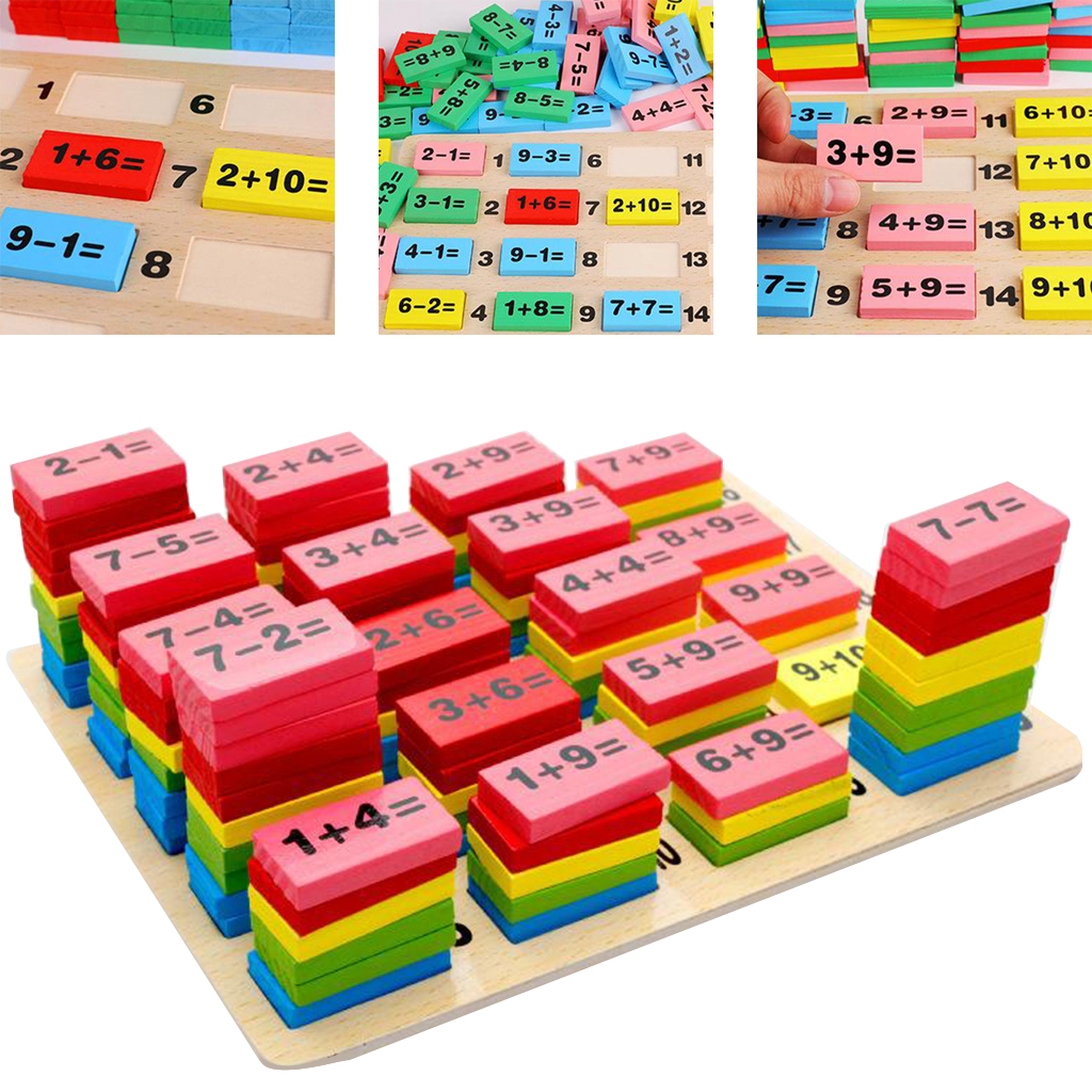 110PCS Colorful Wooden Children Math Counting Calculation Domino Toys Game