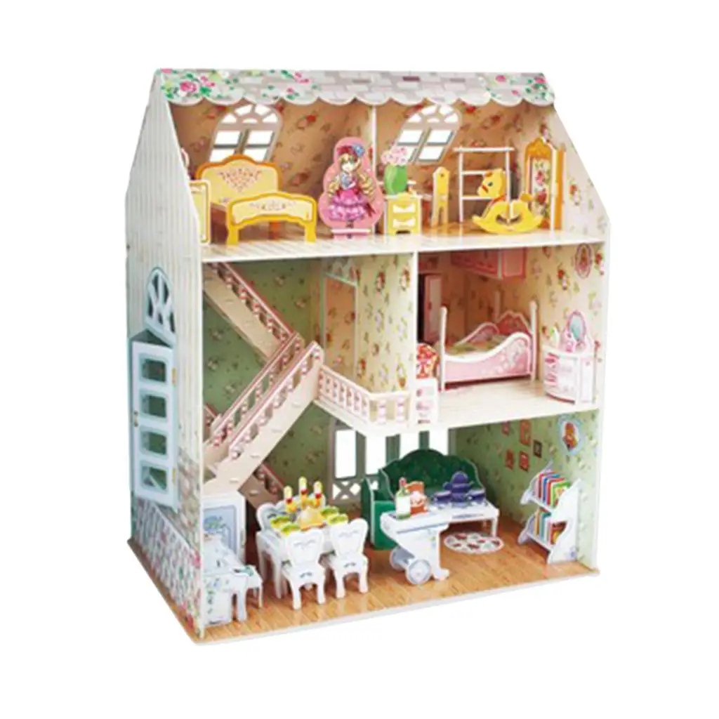 DIY Wooden Doll House Kits 1/24 Miniature Dollhouse Furniture Kit Handmade Mini Villa Loft Buildings Model Hand Toys for Kids