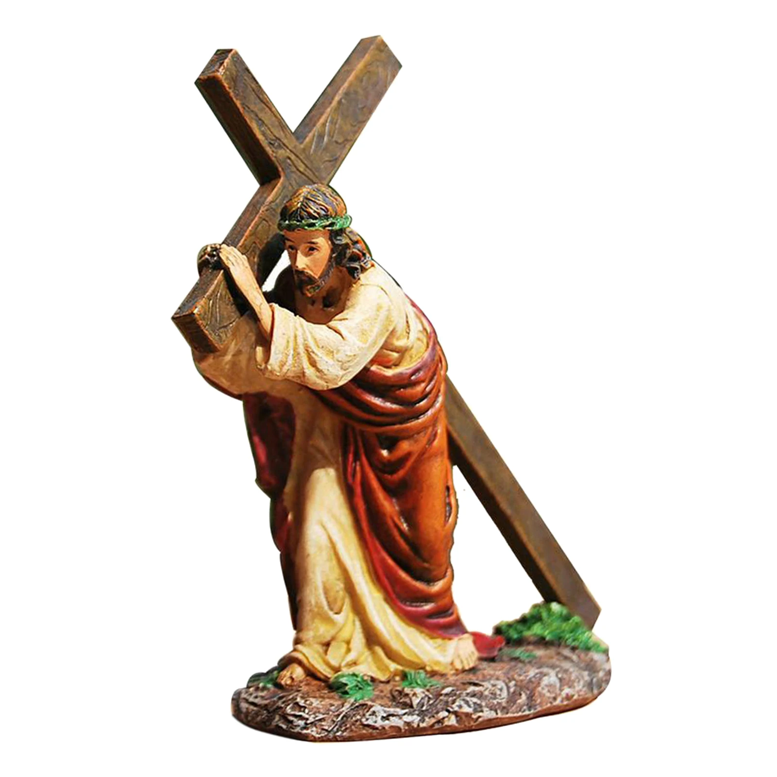 Resin Statue Jesus Crucifix Figurine Christ Figure Tabletop Collectibles