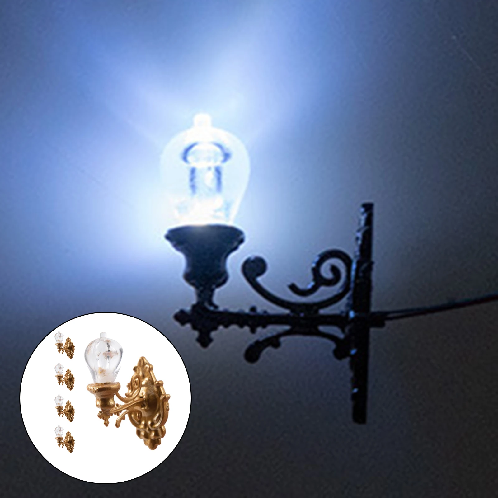 Pack of 5 Wall Light 1/87 Microstellroom Lamp Miniature Micro Landscape Railway Scenery Accessories