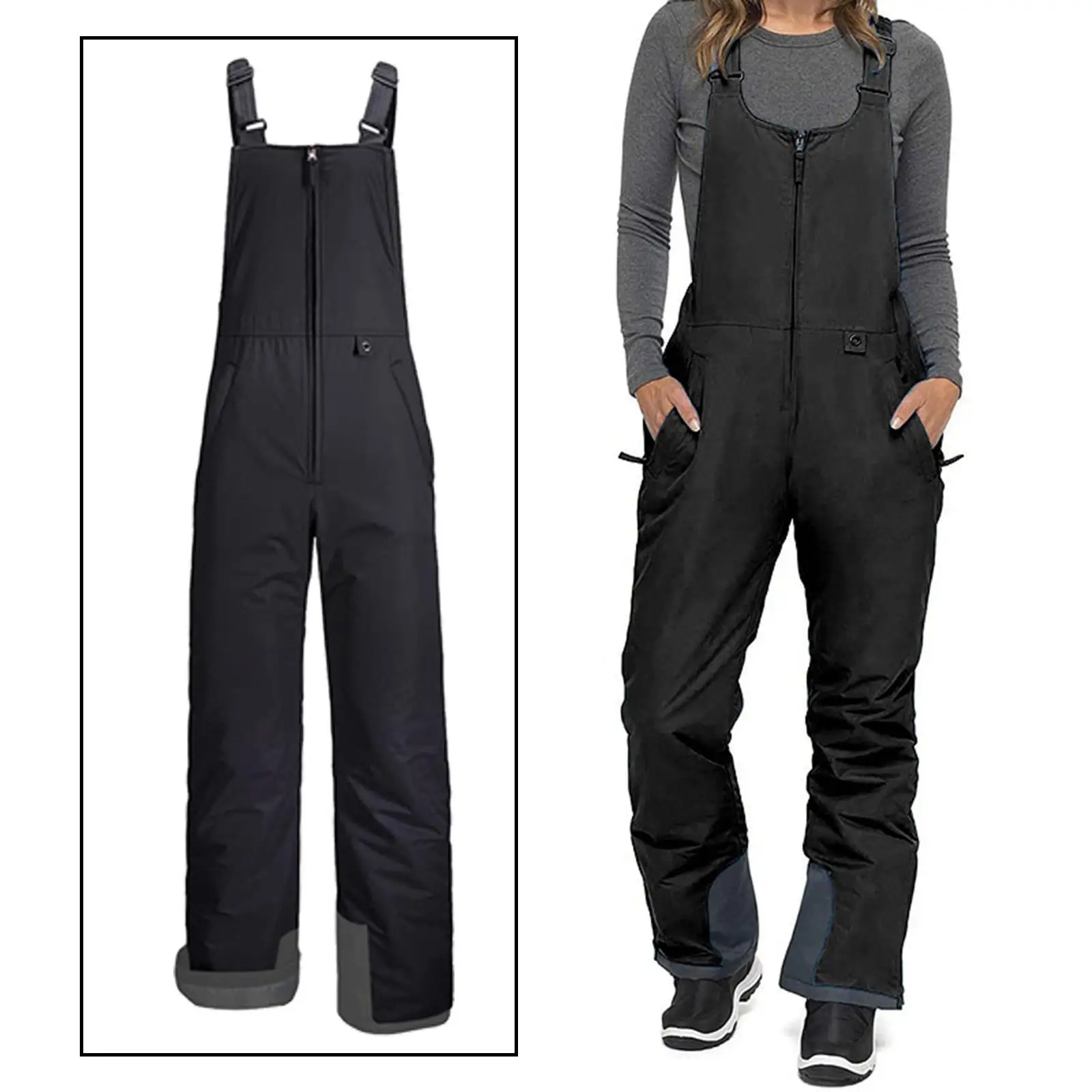 Ski Pants Water Resistant Lightweight Insulated Ripstop Full-Length Warm Trousers Snow Bibs Sled Skiing Pants Overalls for Women