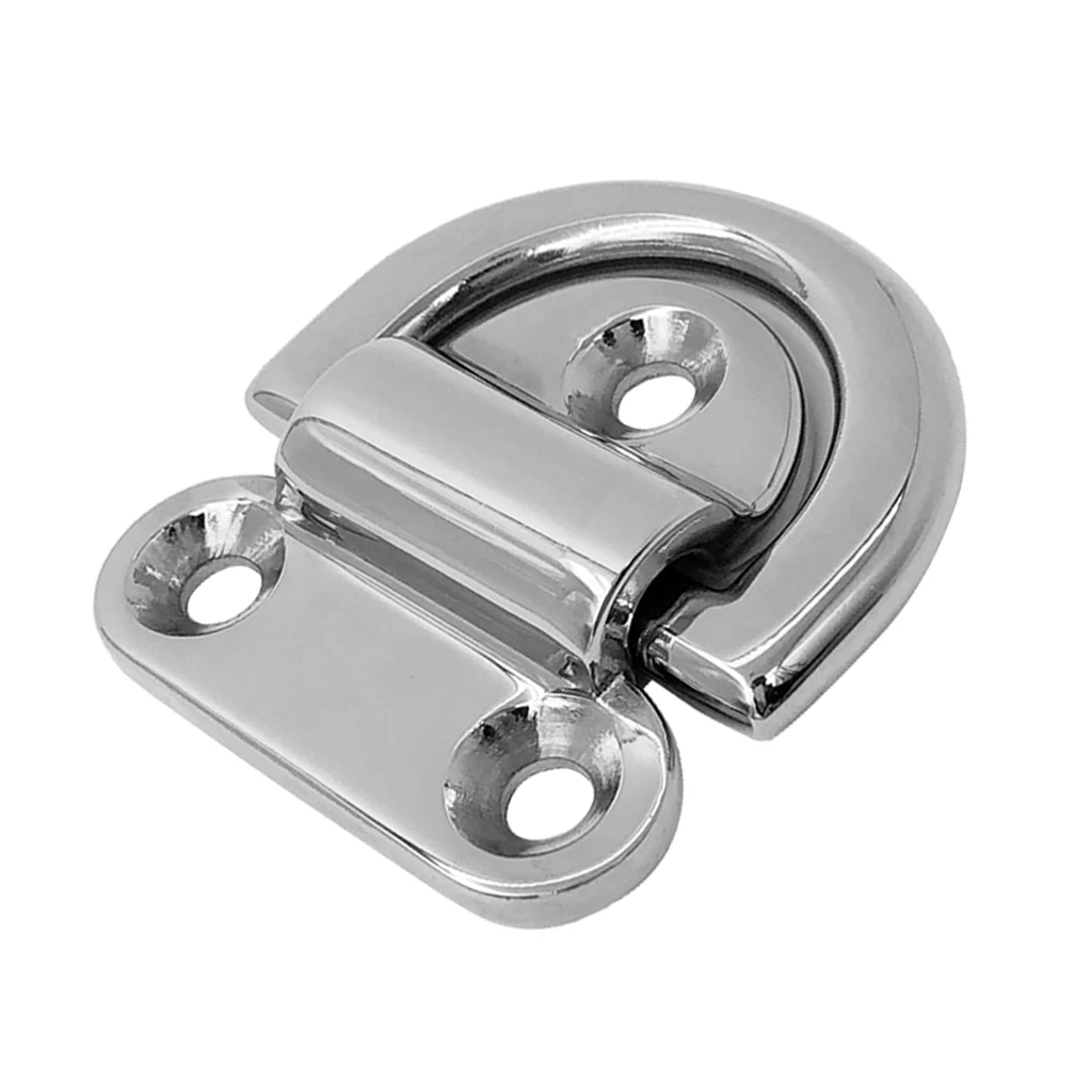 MagiDeal 6mm Folding Deck Pad Eyes / Lashing D Ring Tie Down Point Anchor Fixing Cleat Plate - Marine Grade 316 Stainless Steel