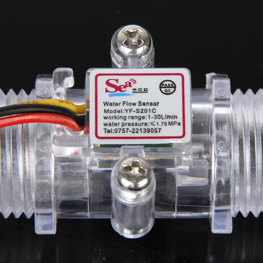 High Precision Water Hall Flow Sensor Restrictor Meter 1-30l/min 1/2inch Thread Connector