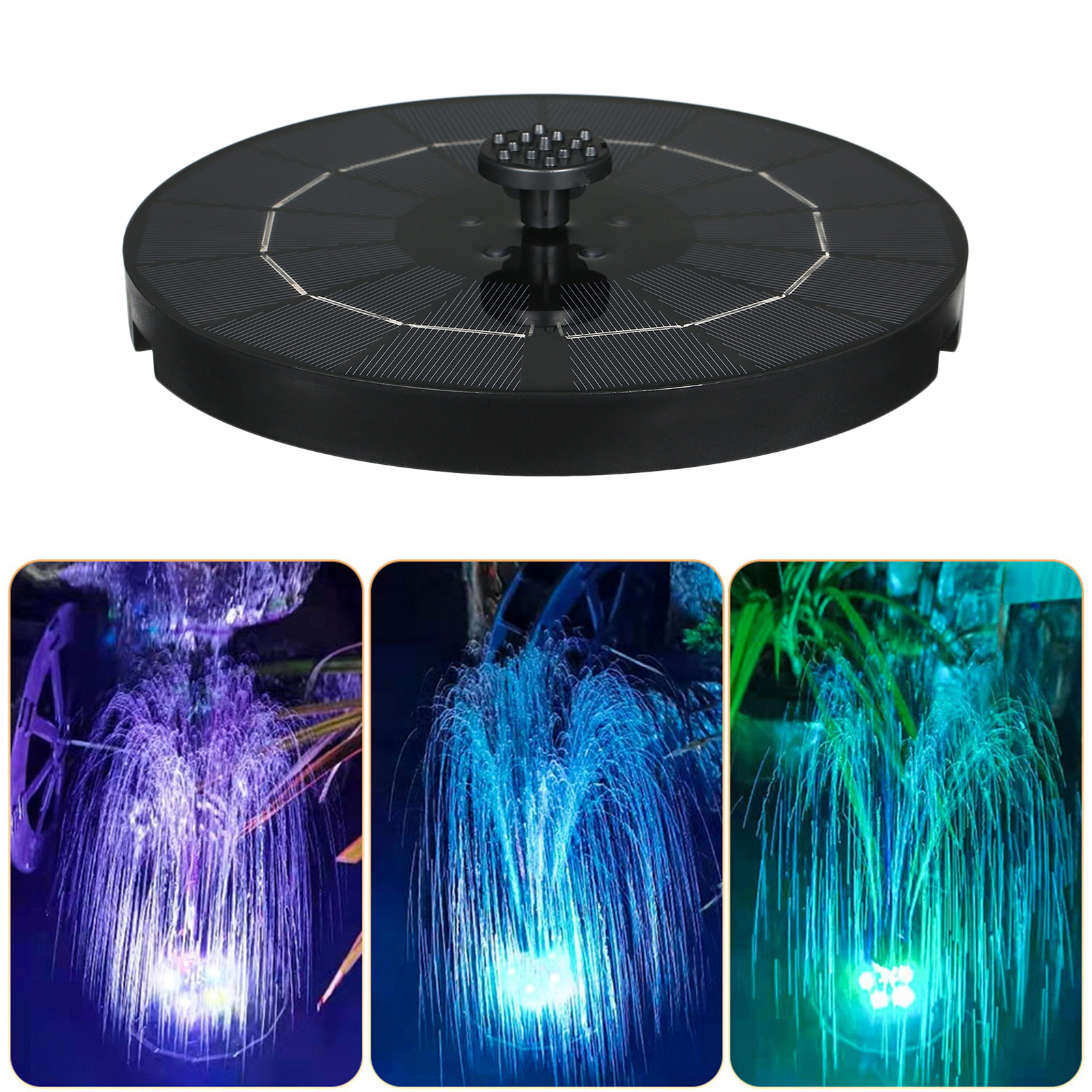 Solar LED Lights Fountain Pump for Bird Bath Garden Landscape Water Cycling