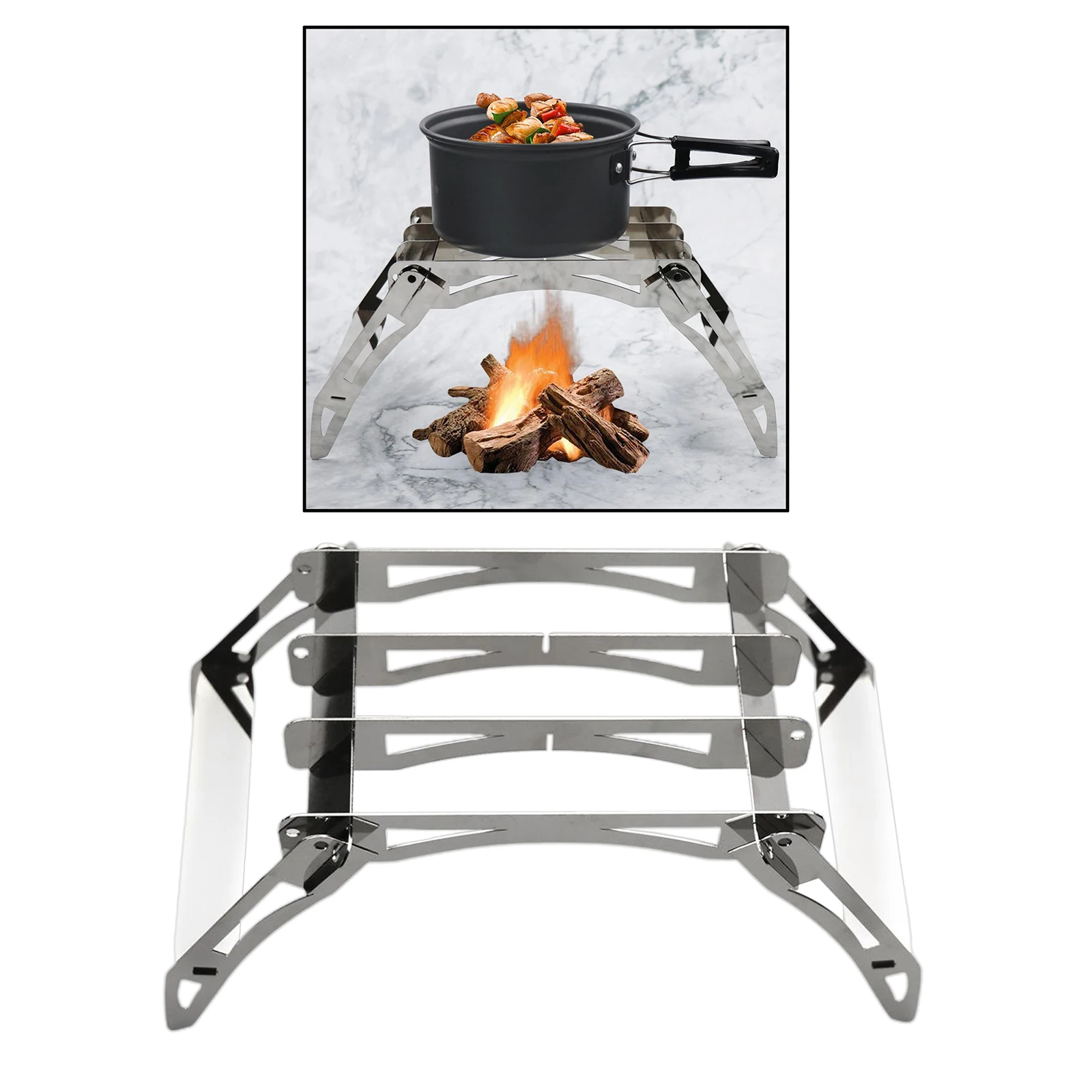 Folding Alcohol Wood Stove Stand Rack Bracket Pot Holder Camping Cook BBQ