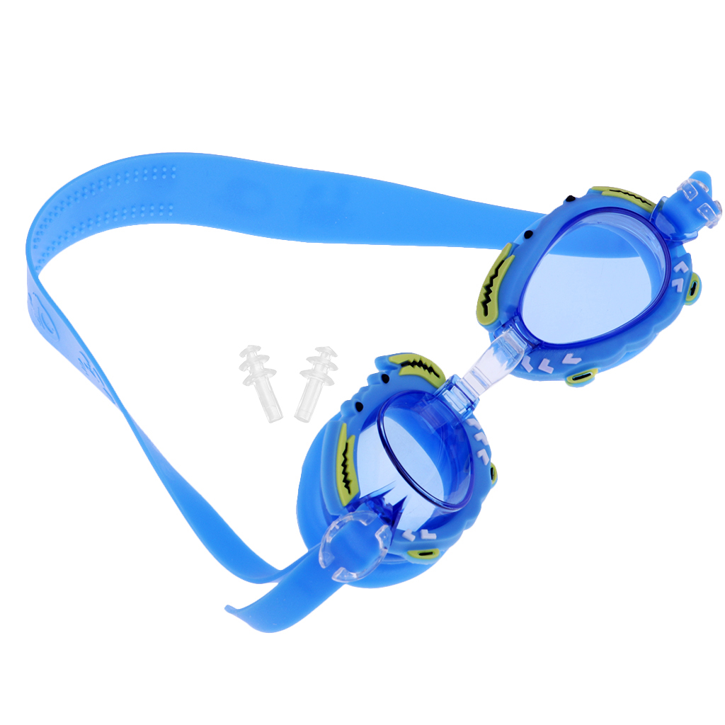 Silicone Adjustable Kids Swimming Goggles, Cute  Design, Anti-fog, Ear Plugs