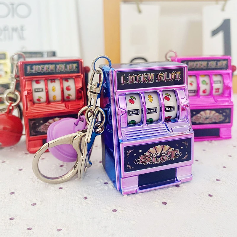 Mini Slot Machine Toy Keychain Creatives Interesting Car Keyring Game ...