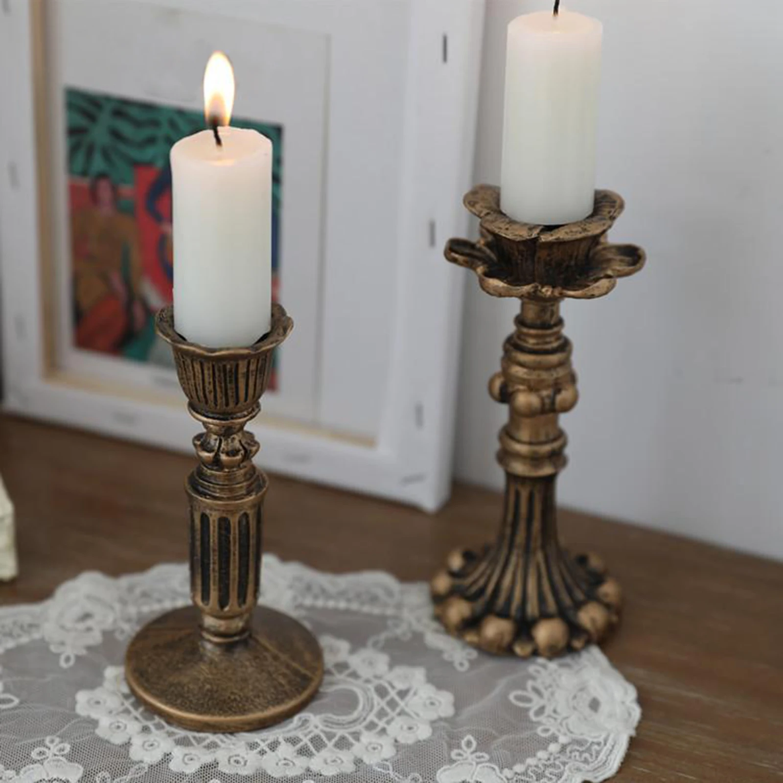 Shabby Chic Solid Carved Corkscrew Twisted Church Wooden Pillar Candle Holder 