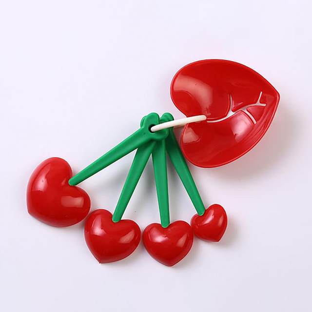 OTOTO Mon Cherry Measuring Spoons, Green/Red