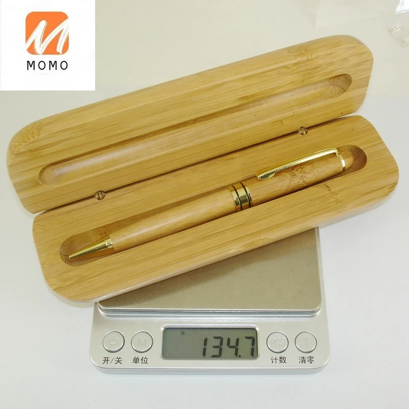 Mais novo bambu bola caneta com caso