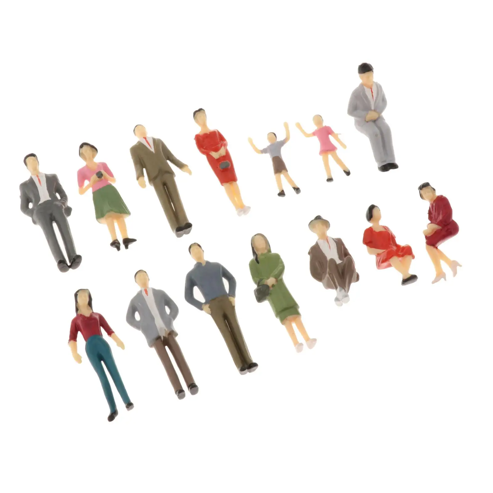 14Pcs Miniature Figures Model, G Scale 1:30 Seated and Standing People Figures Passengers Train Railway Sand Table Layout