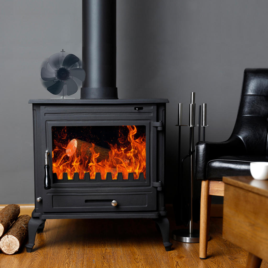 Fireplace Fan Heat Powered 1400RPM Eco-Friendly for Home Living Room Stove Accessory