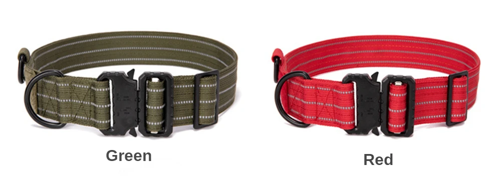 Tactical Dog Collar Nylon Adjustable Pet Collars Reflective Military Training Hunting Colorful Collar for Small Medium Large Dog