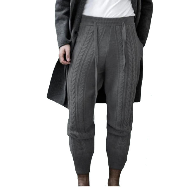 Sweater Knitted Pants Men Casual Pants Solid Color Novel Trend