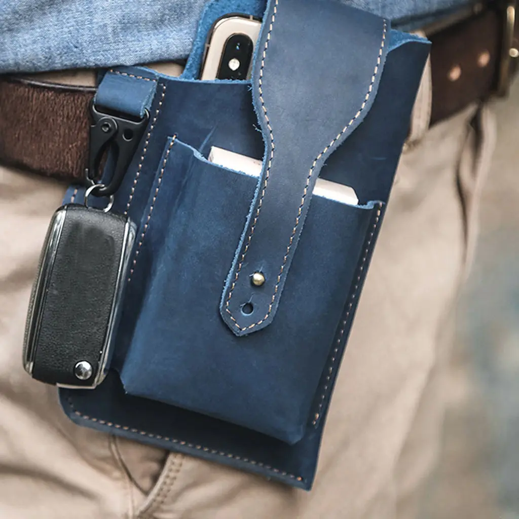 Fanny Waist Bag Men Genuine Leather Belt Bum Leg Hip Packs for Men Cell Phone Cigarette Lighter Box Case Outdoor Pouch
