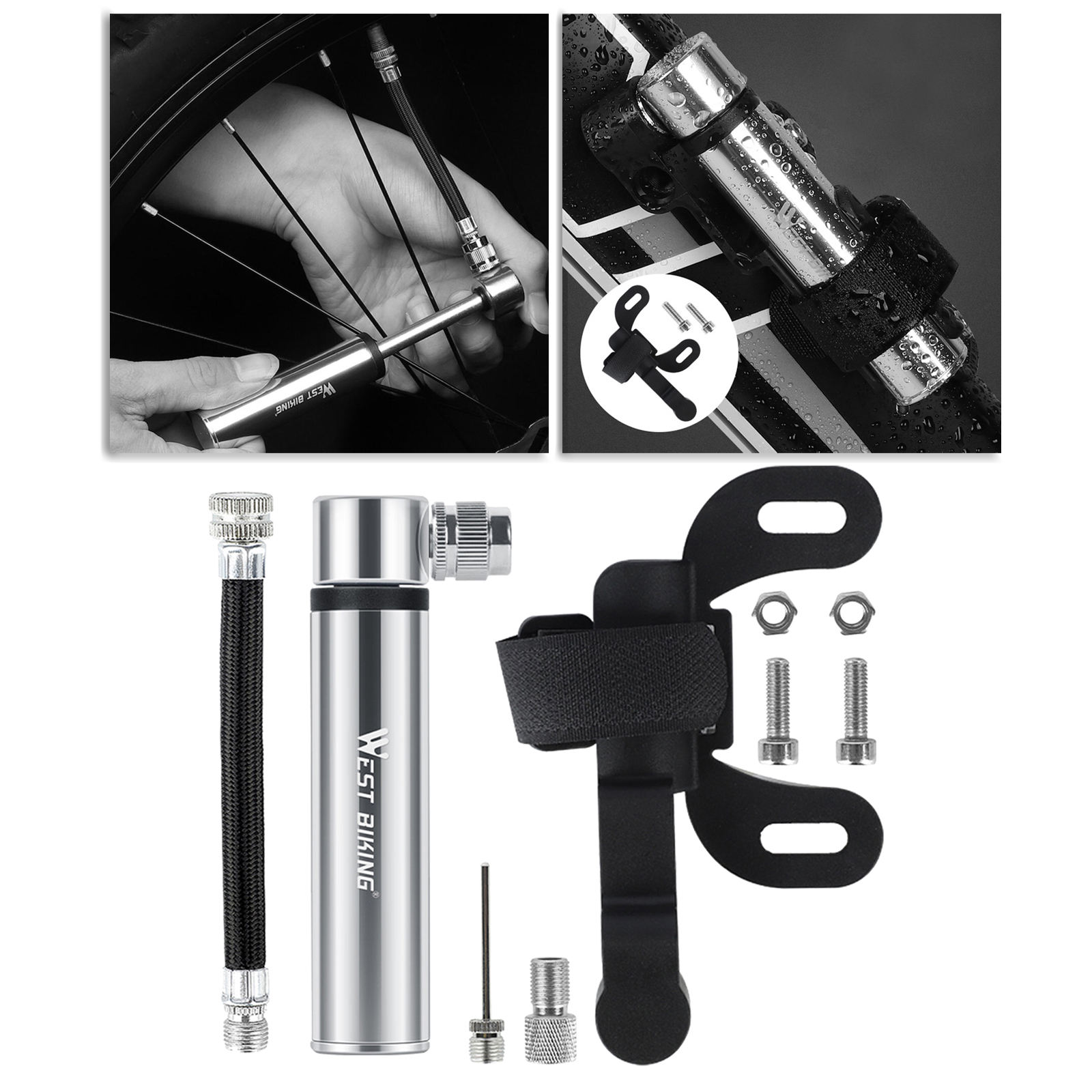 Handheld Mini Bike Pump Compact Road Tyre Tire Pump Fits Presta and Schrader 120PSI for Sport Football Balls Balloons Cycling