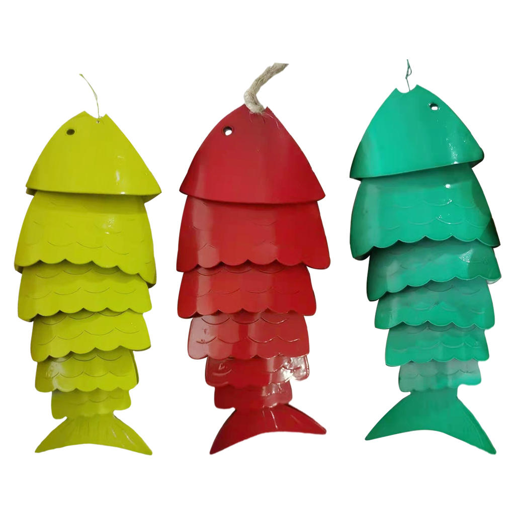 Colorful Koi Fish Wind Chimes Wrought Iron Wall Sculpture for Home Accent Balcony Decoration Housewarming Gift