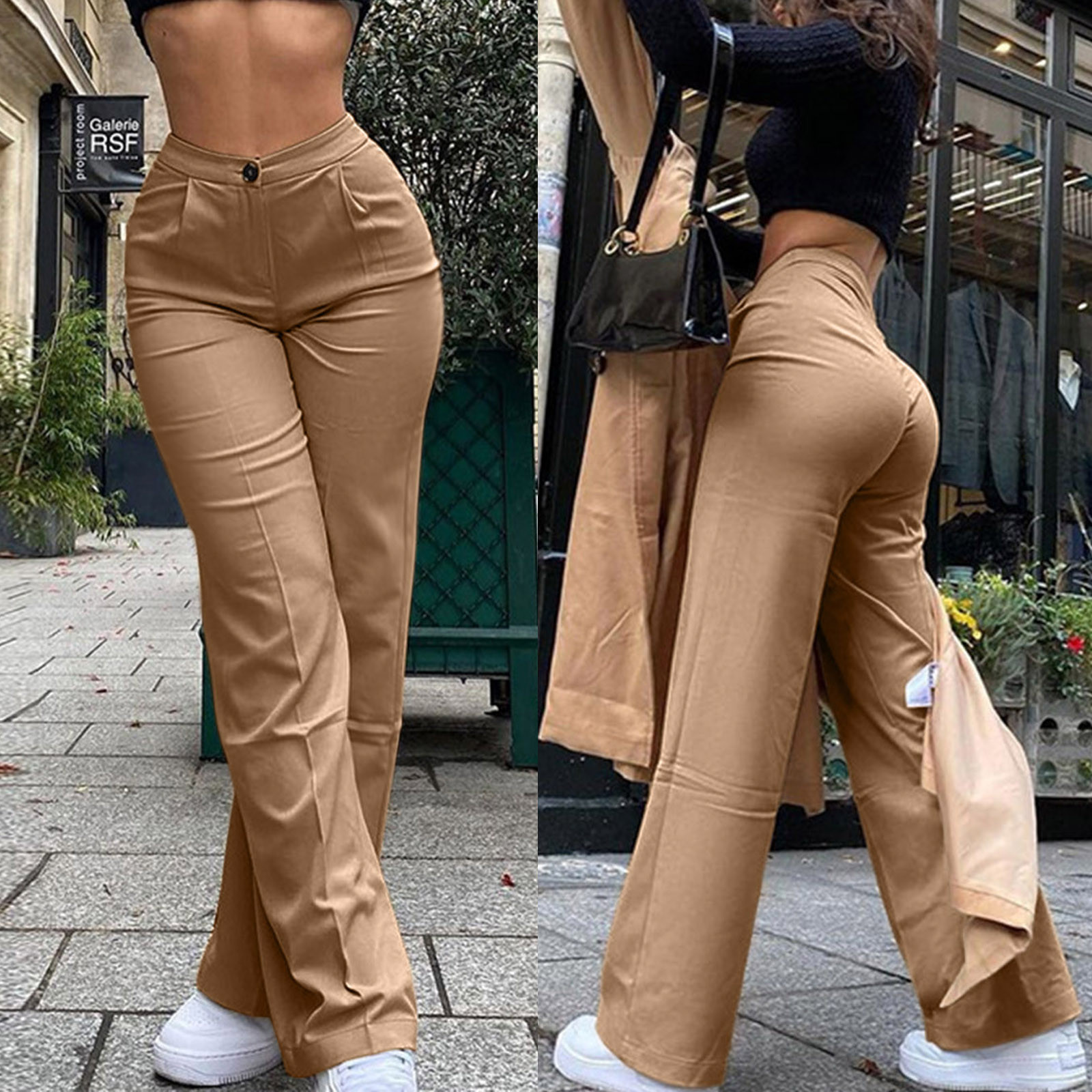 Pants Fashion Casual Button 