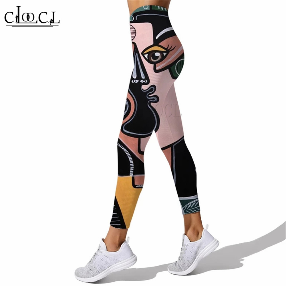 Cloocl-calça legging feminina, colorida, abstrata, arte, cintura